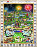 Charles Fazzino Art Charles Fazzino Art NFL: Celebrating 50 Years of Super Bowl (Poster)